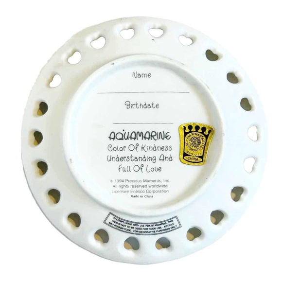 Vintage 1994 Precious Moments Miniature Ceramic Decorative Plate March Flowers - Picture 10 of 10